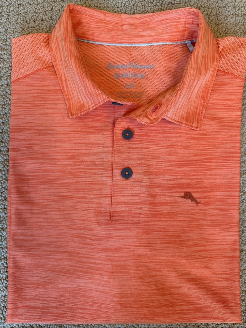 Tommy Bahama Orange Heathered Island Zone Performance Polo Size L